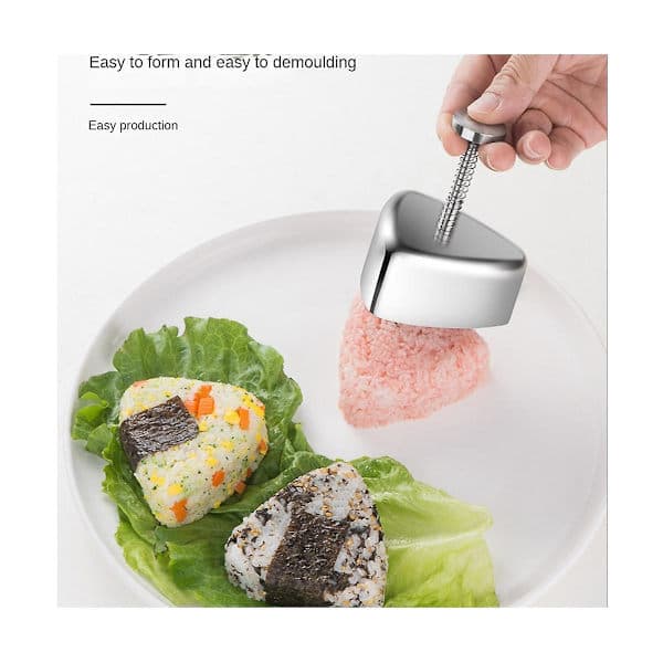 Db Onigiri Form, Risbolleform i rustfrit stål Sushi Maker, Klassisk Trekant Musubi Form Frokost Bento Sølv
