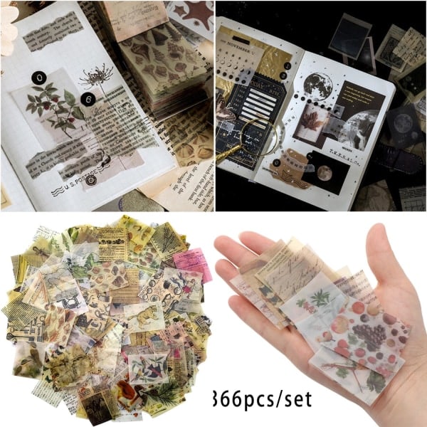 366 kpl Vintage Scrapbooking DIY Materiaalit Paperi Koristelu
