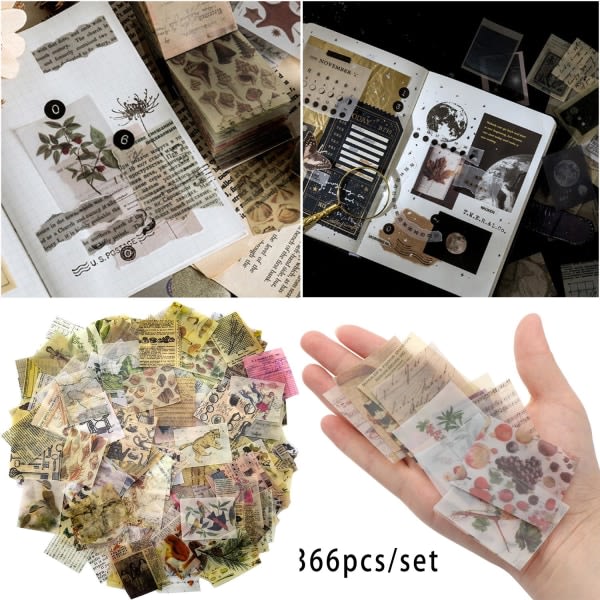 366PCS Vintage Scrapbooking DIY Materialer Papirpynt
