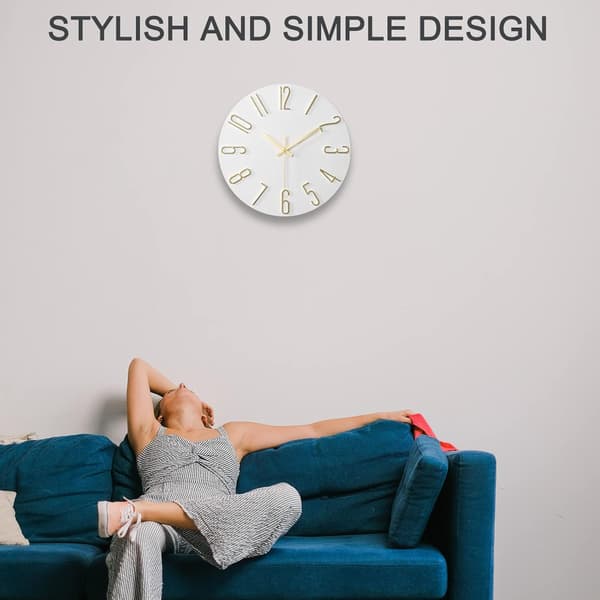 Modern Design Precision Tyst Väggklocka Utan Tickande, 30 cm Väggklocka för Hemmet (Vit)