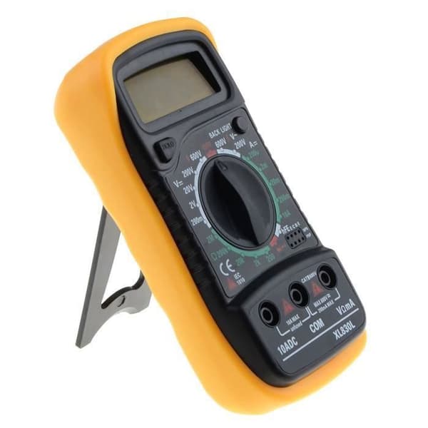 Digitalt multimeter - XL830L - Gul - Maks. spænding 600V - Maks. strøm 10A - Modstand 2MΩ