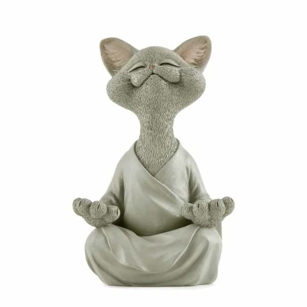 Buddha kattstaty meditation yoga samlarobjekt present till kattälskare