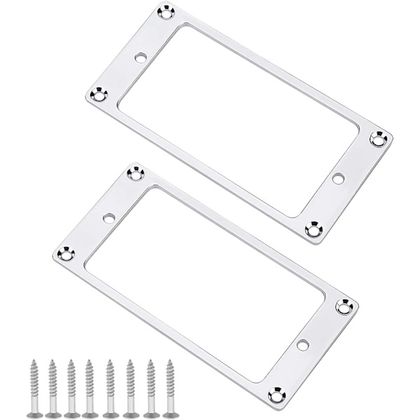 2 st Silver Humbucker Pickup Monteringsringar med Skruvar 92x46mm Metall Platt Pickup Cover Ram för Elgitarr Ersättningsdelar