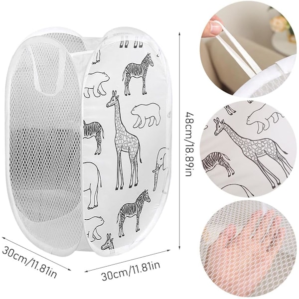 2 Sammenleggbare kleskurver, klesvaskpose, sammenleggbar pop-up kleskurv med håndtak, for organisering av barnerom, leker, klær, 30 x 30 x 48 cm White