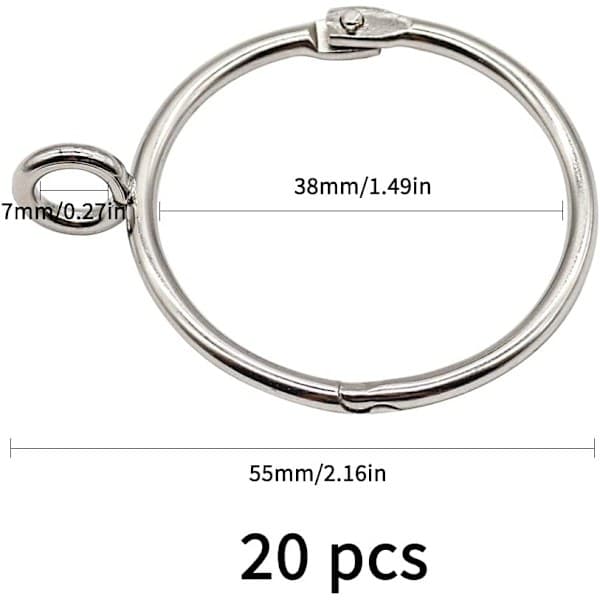 Gardinstænger, 20 stk. 38 mm gardinstænger i rustfrit stål