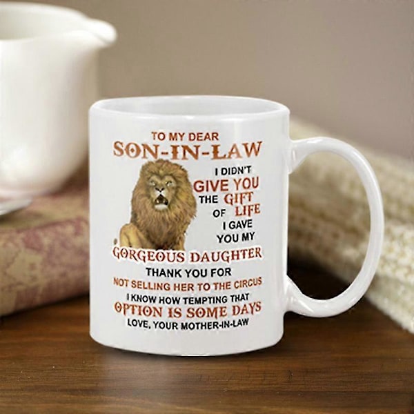 Mug till Min Kära Svärson - Bokstavs- och Mönstertryckt Mugg, Diskmaskins- och Mikrovågsugnssäker