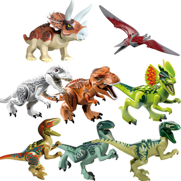 8x Jurassic World Dinosaurer T-rax figurer Byggelegetøj Klodser Bedste børnegave Multicolor