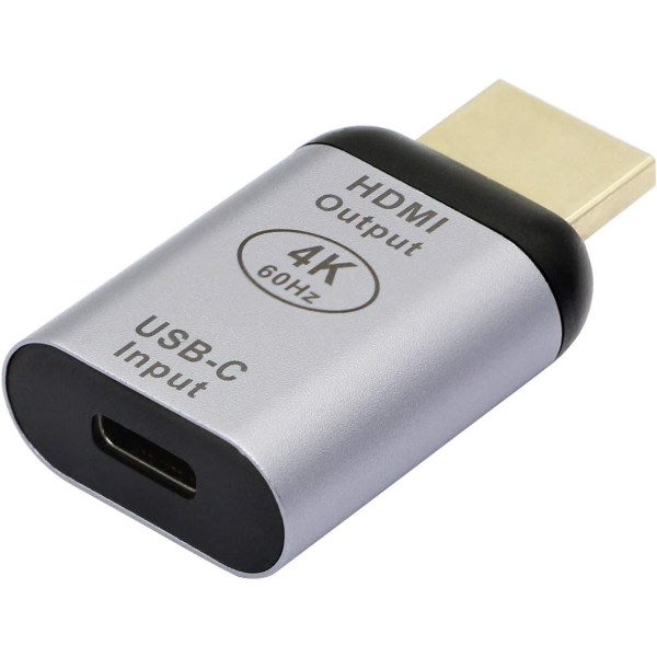 USB C til HDMI-adapter, 4K@60Hz USB Type C Hunn til HDMI-hannkonverter, for hjemme og kontor, Apple-enheter støttes ikke