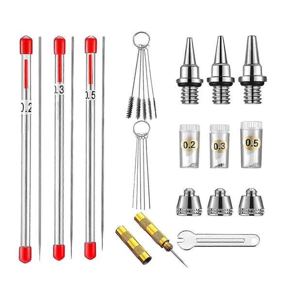 13 Delar 0,2 mm 0,3 mm 0,5 mm Airbrush Munstycksset Utrustning Med Skiftnyckel