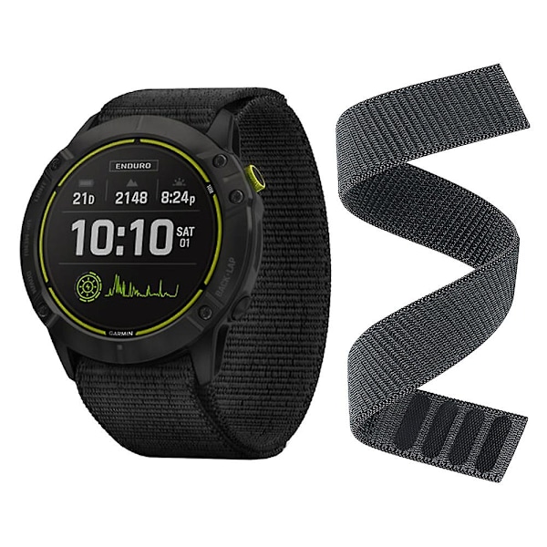 26mm Loop-lukning Nylon Urrem Håndledsrem til Garmin Fenix 6X/Fenix 6X Pro/Fenix 5X Plus Black Other Smartwatch Models