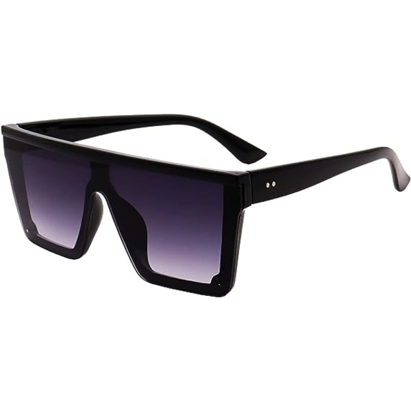 Firkantede overdimensjonerte solbriller for kvinner Menn Mote Flat Top Stor Frame Shades