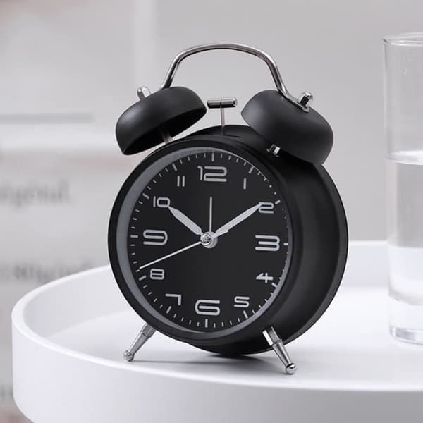 R Lysende Vekkerklokke - 4 tommer - Alarm - Dekor - Svart