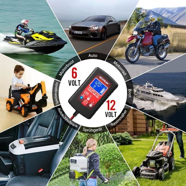 Batteriladdare - 6/12V - 2A - Batteriunderhållare - Universal
