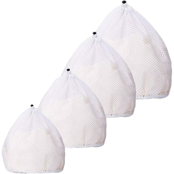Vaskesekker for vaskemaskin med snøring, 4 størrelser mesh vaskesekker, gjenbrukbar meshpose
