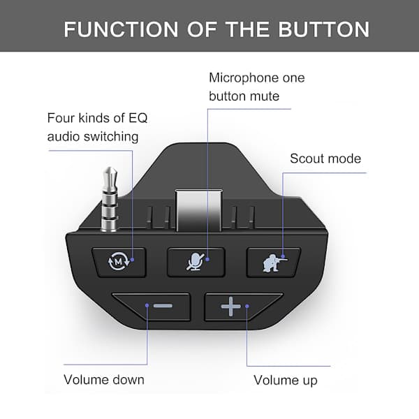 Universal hodetelefonadapter med kontroller stereo adapter hvit