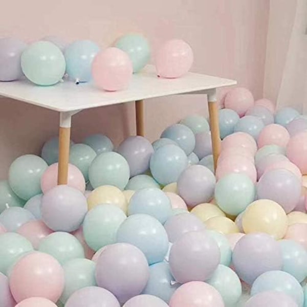 Pastell Ballonger 100stk 10 Tommers Macaron Pastellfarge Latex Ballonger for Bursdagsfest Dekorasjon Baby Shower Tilbehør Bryllupsseremoni Ballongbue