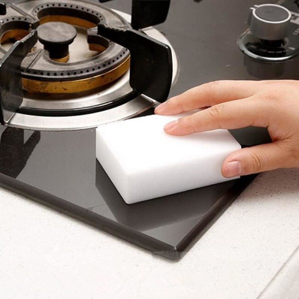 100-pack 8x5x3cm Magic Eraser Svampar, Magic Cleaning Sponge Eraser Pads Melamin Svampskum för väggar, kök, badrumsfläckar Borttagning av märken