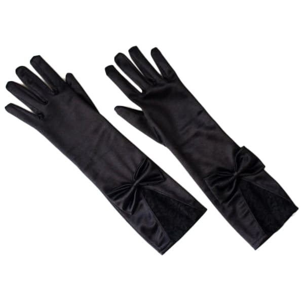 1920-talls Opera Party Sateng Hansker med Sløyfe og Full Finger Solid Farge Dans Mittens