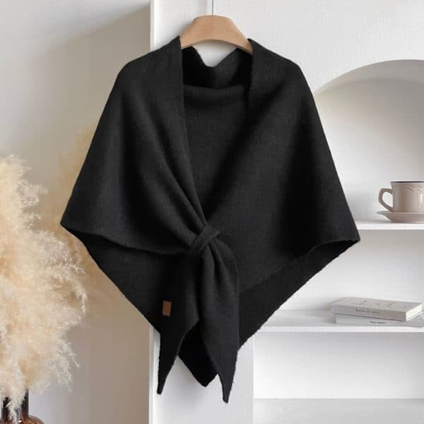 Dame Tørklæde Pashmina & Trekantet Sjal – Varmt Langt Sjal til Fest & Vinterbrug Sort Black