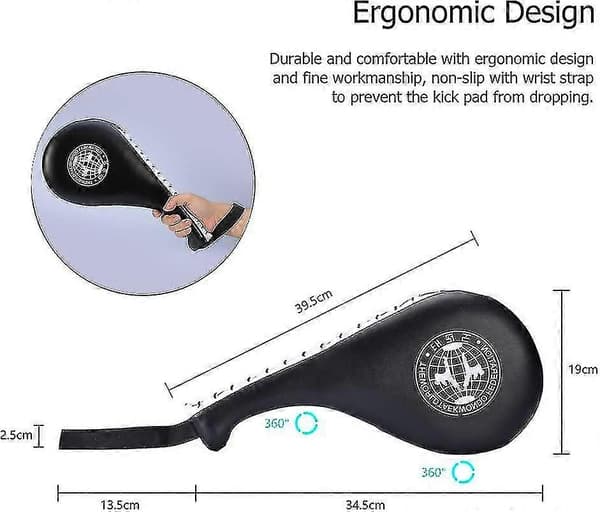 1 par Target Taekwondo Pad, Dobbelt Paddles Strike Racket til Tae Boksning Karate Træning - sort