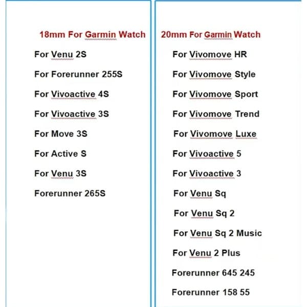 18mm 20mm Armband för Garmin Smartwatch, Ersättningsrem Grå 18mm Bredd Grå 18mm Bredd Grey 18mm Width