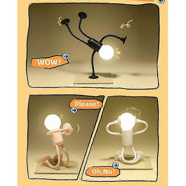 Formbar Rolig Sportman Nattlampa Knappbatteri Skrivbordslampa Mångsidig Mini Lampa Kreativ O Black