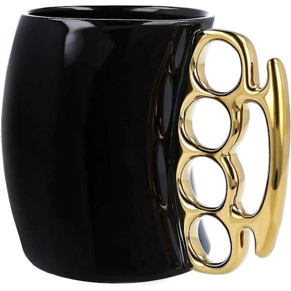 Knuckle Duster Krus, Kaffekrus, Tekande Keramisk Kop, Sjovt Krus, Venner Krus black gold