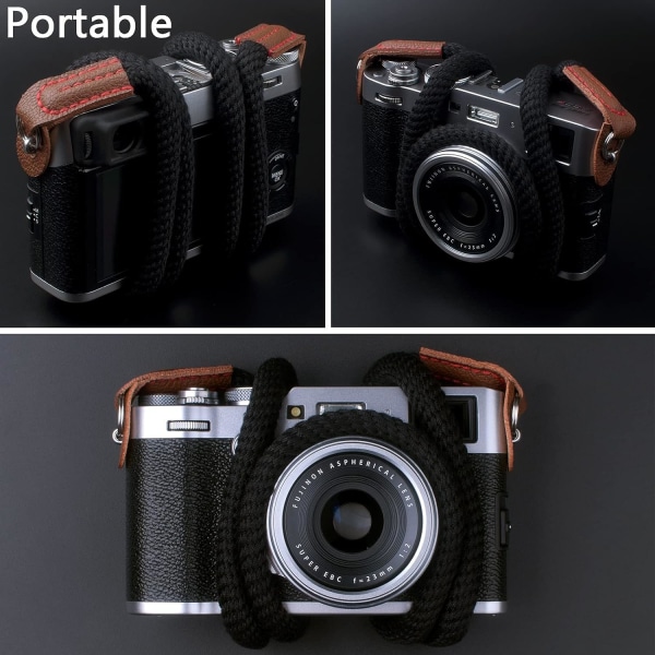 Mjuk kameranackrem, axelrem kompatibel med Sony A6100 A6600 A6000 A6300 A6500 A6400 RXIR II RX10 IV X100F X-T30 X-T3 X-T4 kamera svart