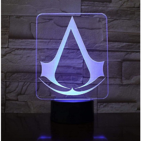 Assassins Creed spil logo natlys gave til børns soveværelse indretning farveskiftende arbejdsværelse 3d led natlys lampe