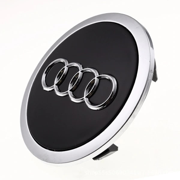 For Center dekker for AUDI 60mm 4-pakning Black with chromed edge