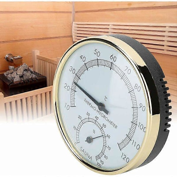 Digital Basturum Termometer Hygrometer Luftfuktighet Temperaturmätare, Basturum Hygrometer Guldklocka Bastutillbehör 100X31mm