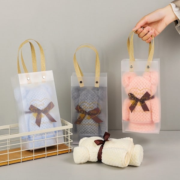 Blødt Håndklæde, Foldbart Bjørn Håndklæde, Jule- og Fødselsdagsgave - Design Ultra Blødt og Superabsorberende Badehåndklæde 30*30 pink