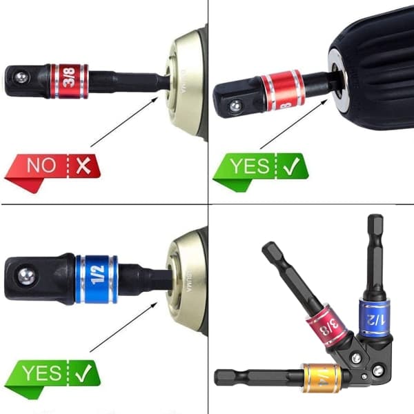 Impact Driver Socket Adapter Set (3 stk/sett: 1/4\", 3/8\", 1/2\")