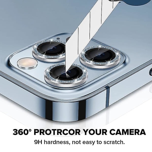 Objektiv for Iphone 14Promax/14Pro Kameralinsebeskytter Glassfilmdeksel Diamond Silver (2 STK)