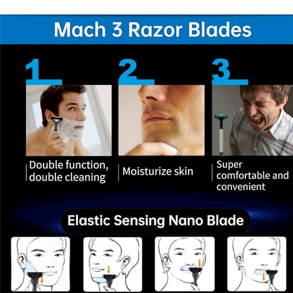 Barberblade til mænd, 24 stk., Manuel Mach 3