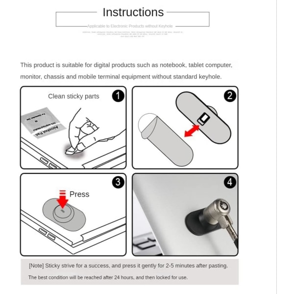 5 kpl Lukitusaukko Kannettavan tietokoneen lukon aukko Kannettavan tabletin varkaudenesto lukitusreikä kannettavalle tietokoneelle tableteille Turvalukon pohjaosat