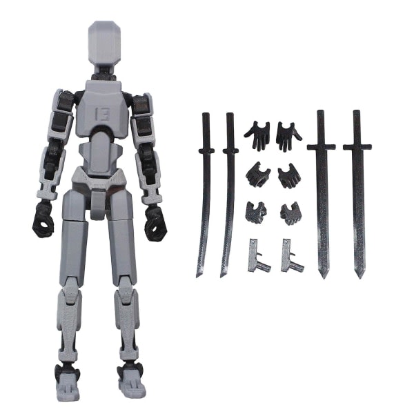 T13 Action Figure,Titan 13 Action Figure,Robot Action Figure,3D Printed Action,50% Tilbud[HK] grå