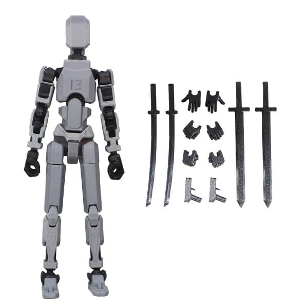 T13 Actionfigur, Titan 13 Actionfigur, Robot Actionfigur, 3D-trykt Action, 50% tilbud [HK] grå