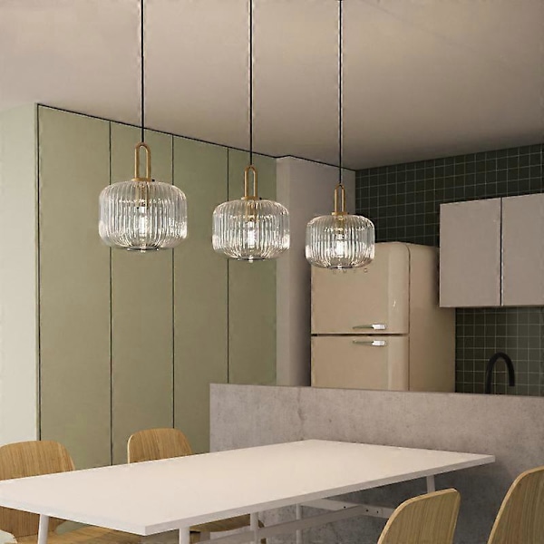 Nordisk Minimalistisk Glas Pendellampe Japansk LED Pendellampe til Spisestue Køkken Sengelampe Hjem Dekoration Hængende Lampe Warm White K-Dia-26cm