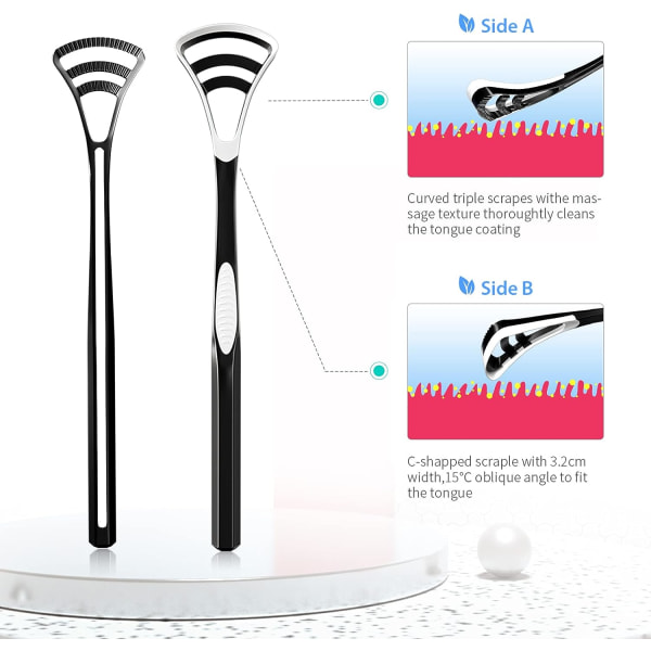 Tungskrapa, 3-pack tungrengöringsmedel för munhygien och frisk andedräkt, lätt att använda och rengöra