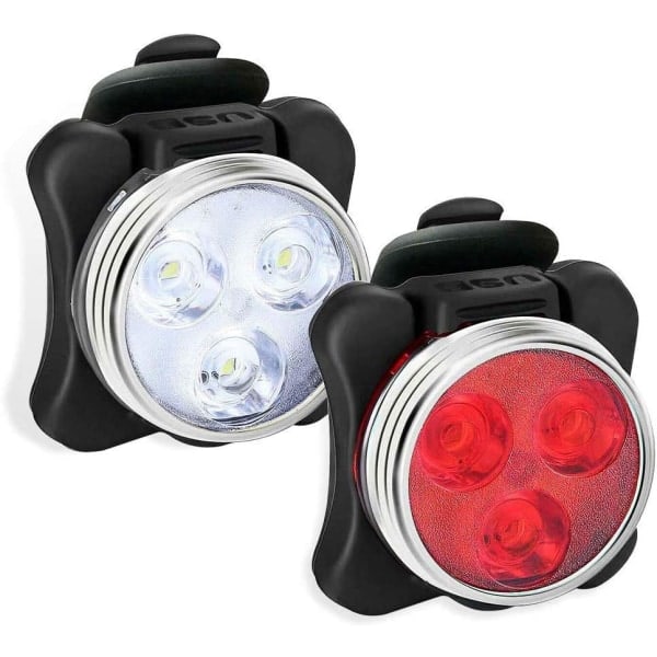 USB-oppladbart sykkellys, supersterkt LED-for- og baklys for sykkel