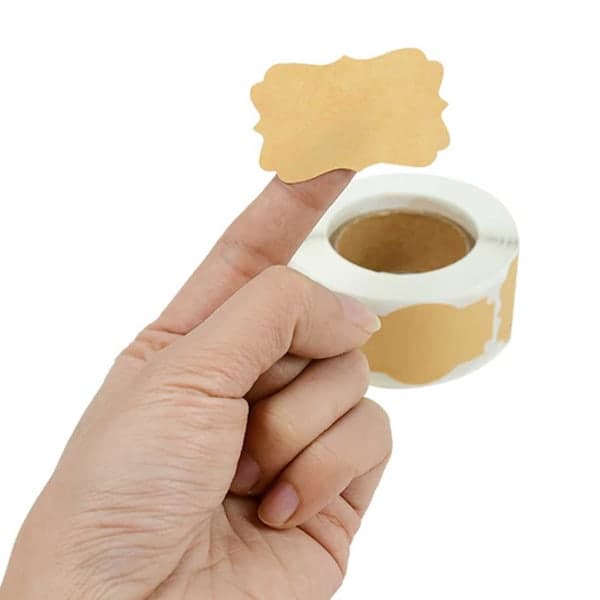 250 st Kraftpapper Etiketter för Burk, Presenter + Penna brun
