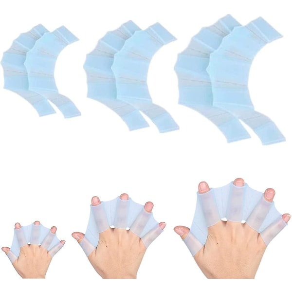 3 par simhandskar i silikon, simhandskar med simhud, simhandskar för barn, kvinnor och män (