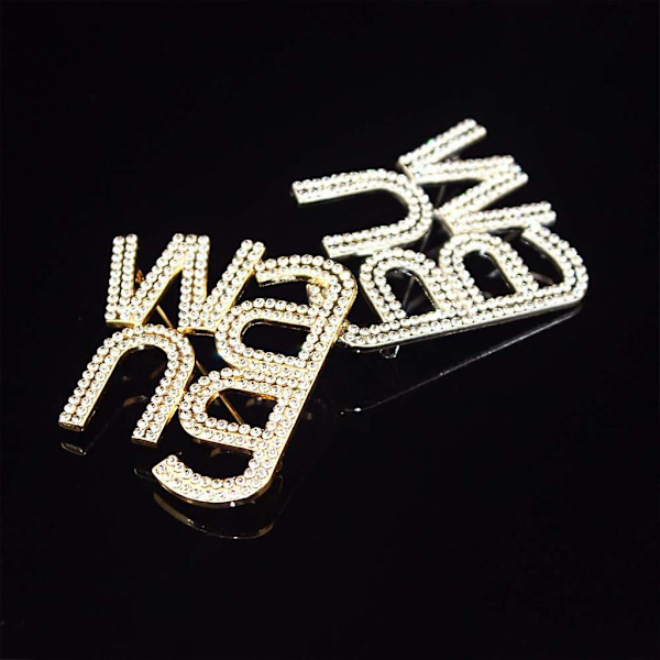 Vintage Wang -kirjaimen broosit, ylellinen huivipinni strassilla koristelluille brooseille Large brooch silver