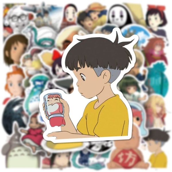 Klistermærker tegneserieklistermærker, Studio Ghibli Anime-klistermærker til bærbar computer, biler, telefon, vandflaske, skateboard, kuffert, guitar, pude 50 stk.