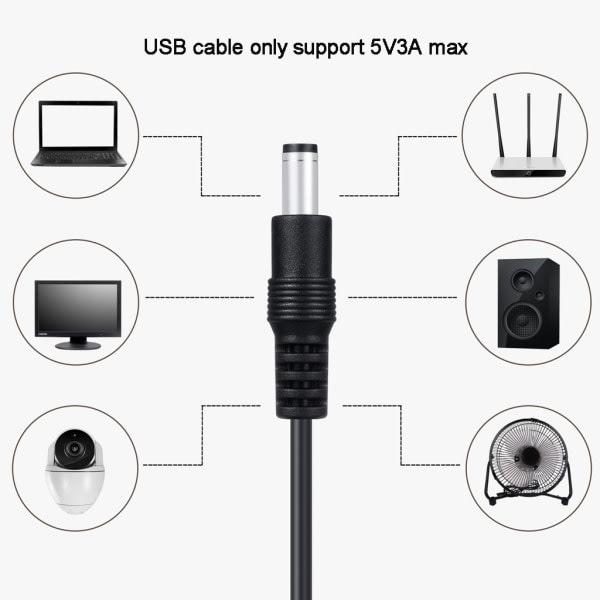 Universal 5V for strøm USB til for DC 5,5x2,1mm 3,5mm 4,0mm 4,8mm 6,4mm adapter for ladeledning Egnet for vei