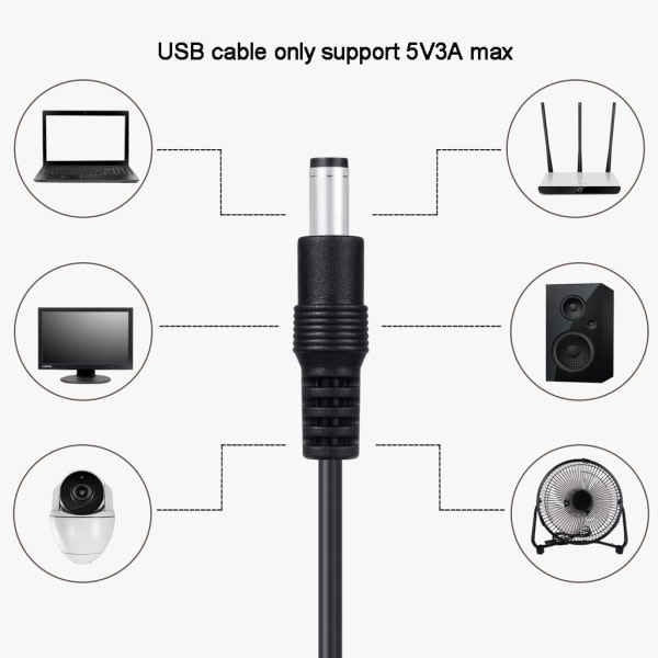 Universal 5V for strøm USB til for DC 5.5x2.1mm 3.5mm 4.0mm 4.8mm 6.4mm adapter for ladekabel Egnet for vei