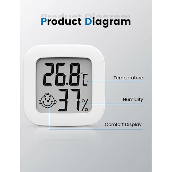 Mini højpræcisions digitalt indendørs termometer hygrometer (4,3cm*4,3cm, hvid, 4)