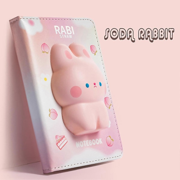 3D Söta Djur Squishy Dagbok Stressavlastning Långsam Återhämtning Journal Leksak För Födelsedagspresenter Nyårsgåvor Rabbit