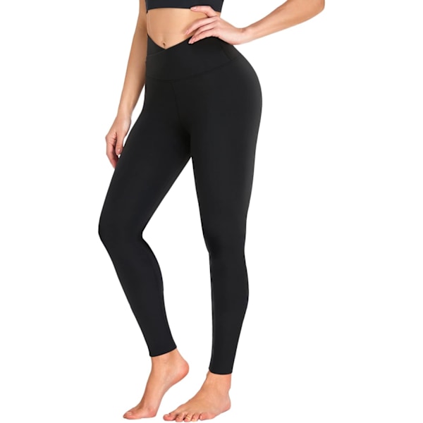 Svarta leggings för kvinnor Mjuka leggings med hög midja och magkontroll Leggings för sport Träning Gym Löpning Yoga Byxor XXL